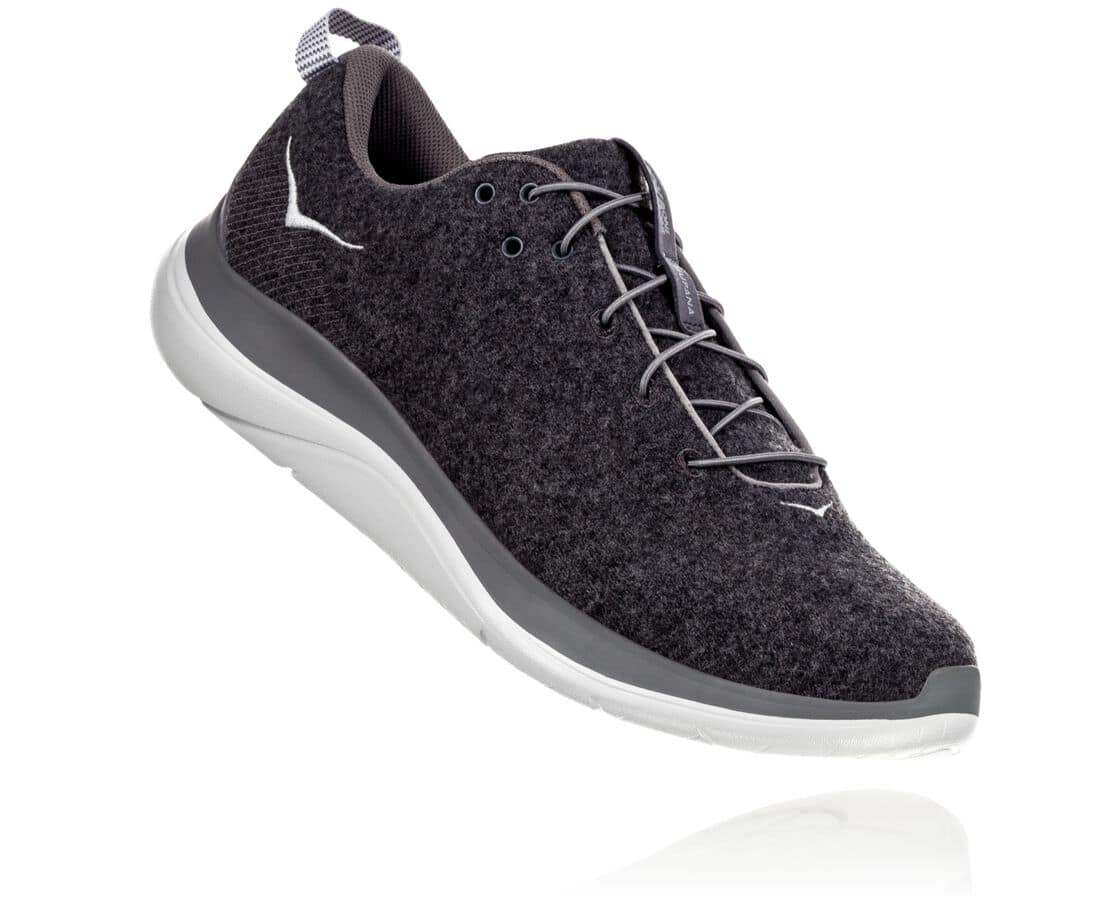 Pantofi De Mers Hoka One One Hupana Flow Wool Barbati - Gri Inchis / Gri | Romania EHWB39426